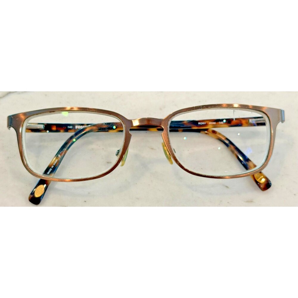 Fossil Rory 0Y44 Eyeglasses Bronze Tortoise Rectangular Frames 50-19-140 Eyewear